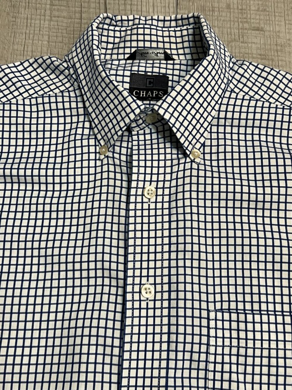 Chaps Men's Tattersall Check Shirt 15.5 34/35 Button Down Preppy Ivy Classic